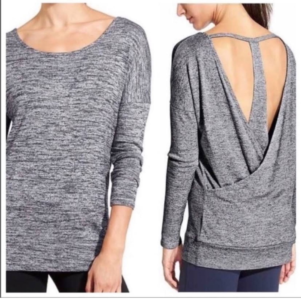 Athleta Pose Open Back Layer Top. Heathered Grey. Small. Yoga